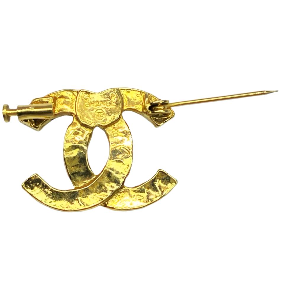 CHANEL CC Vintage Gold Pin Brooch Rhinestone - The Reluxe