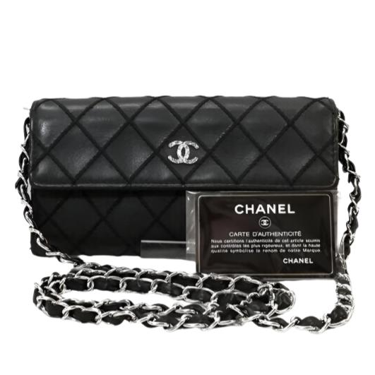 CHANEL CC Wild Stitch Lambskin Wallet on Chain Shoulder Crossbody - The Reluxe