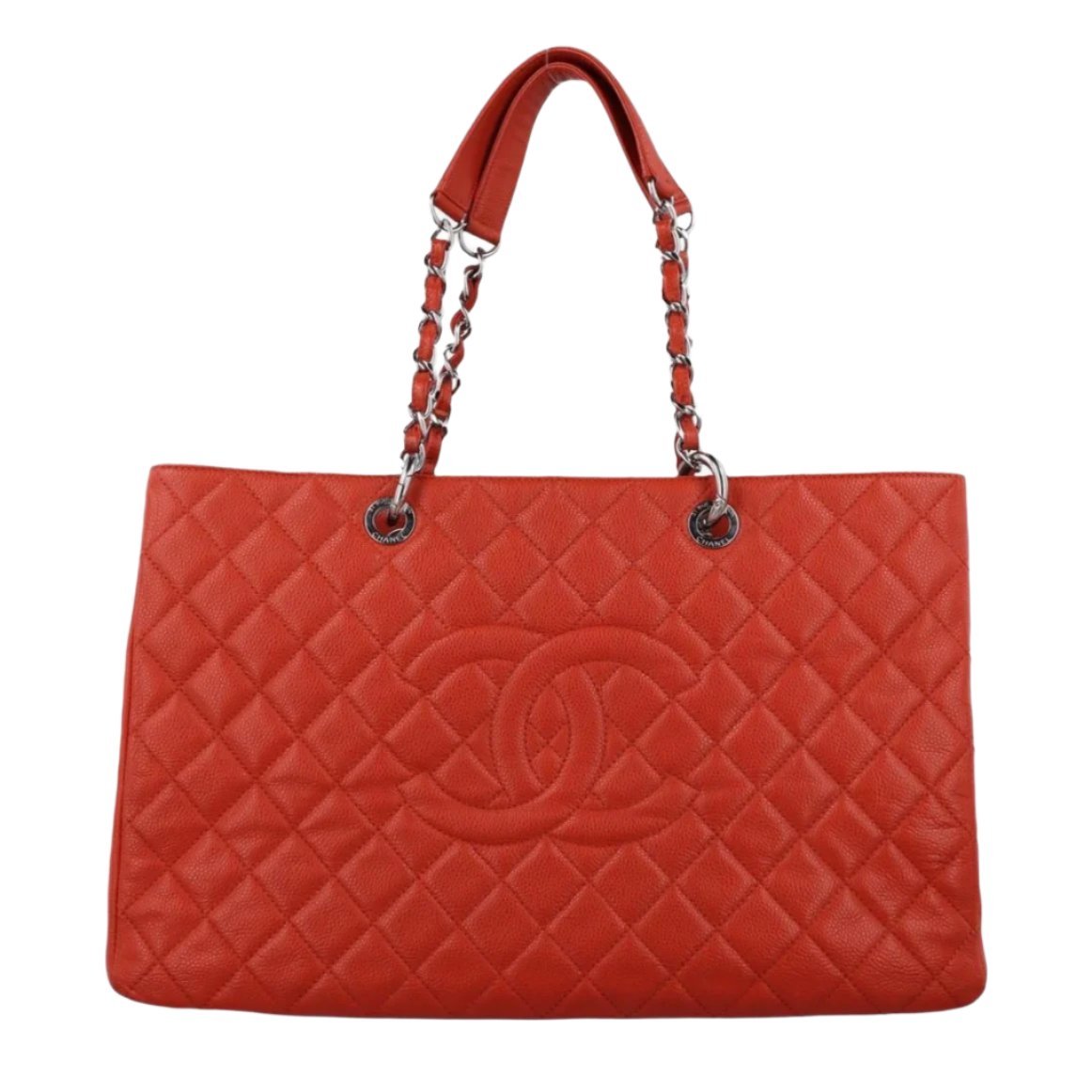 Chanel GST Caviar Quilted XL Grand Shopping Tote Red Leather - The Reluxe