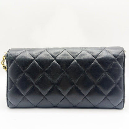 Chanel Lambskin Quilted Leather Wallet on Chain Flap Black Purse Bag - The Reluxe