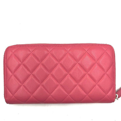 CHANEL Pink Lambskin Rhinestone Matelasse Long Wallet - The Reluxe