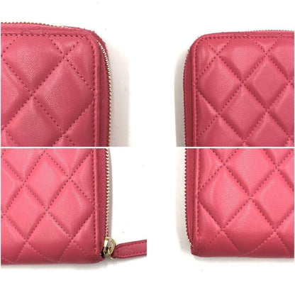 CHANEL Pink Lambskin Rhinestone Matelasse Long Wallet - The Reluxe