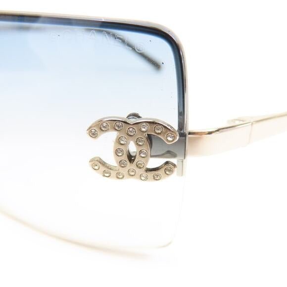 CHANEL Rimless Sunglasses Swarovski Crystals Blue 4092 - B Vintage - The Reluxe