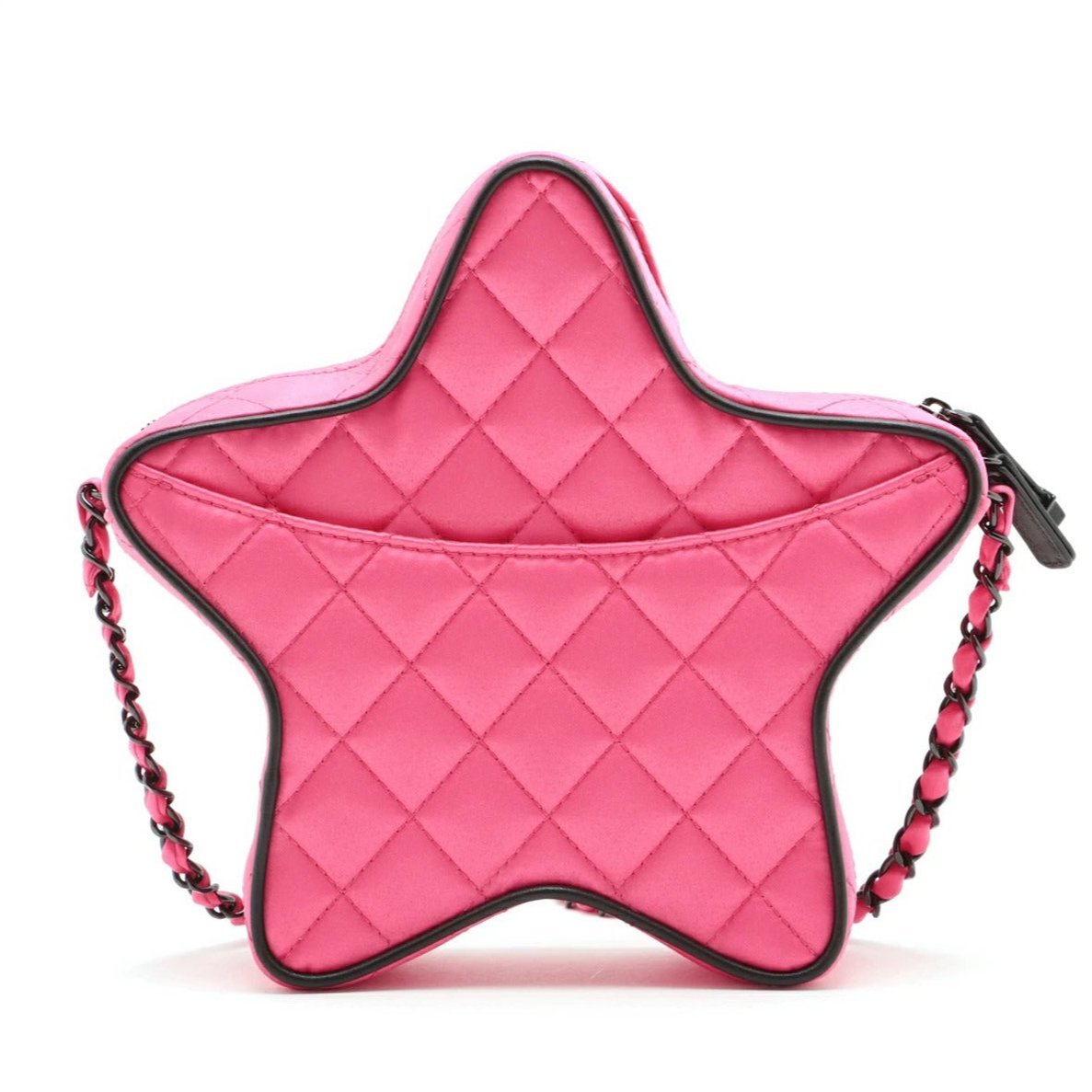 Chanel Satin Quilted Walk of Fame Star Bag Fuchsia Black 24C - The Reluxe