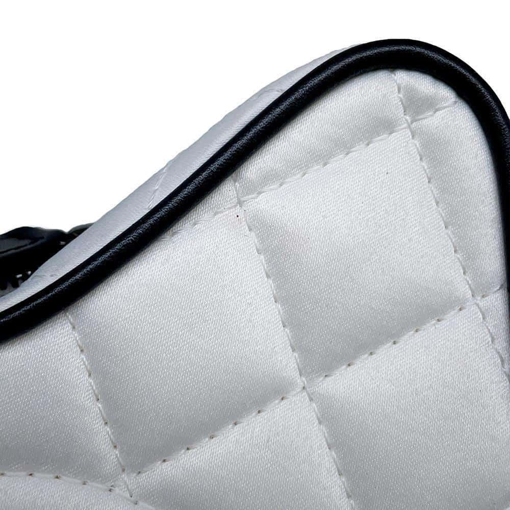 Chanel Satin Quilted Walk of Fame Star Bag White Black 24C - The Reluxe