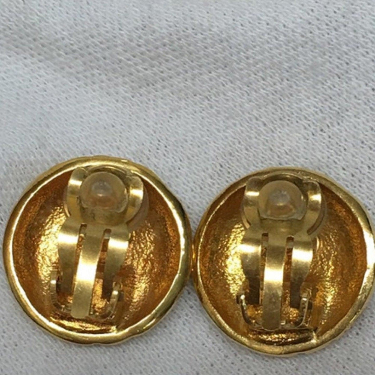 CHANEL Vintage CC 24K Gold Plated Medallion Logo Button Clip - On Earrings - The Reluxe