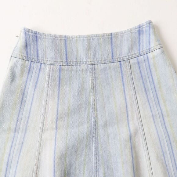 Chanel Vintage Denim Striped Mini Skirt Light Blue Y2K 34 - The Reluxe