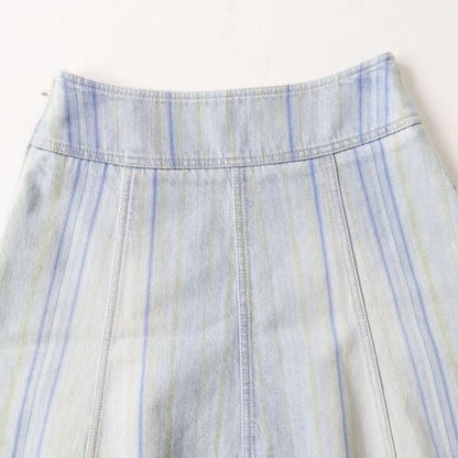 Chanel Vintage Denim Striped Mini Skirt Light Blue Y2K 34 - The Reluxe