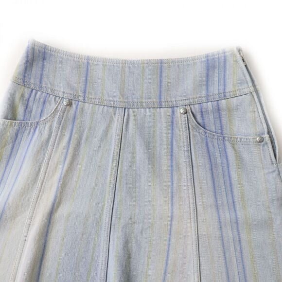 Chanel Vintage Denim Striped Mini Skirt Light Blue Y2K 34 - The Reluxe