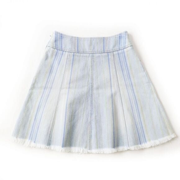 Chanel Vintage Denim Striped Mini Skirt Light Blue Y2K 34 - The Reluxe