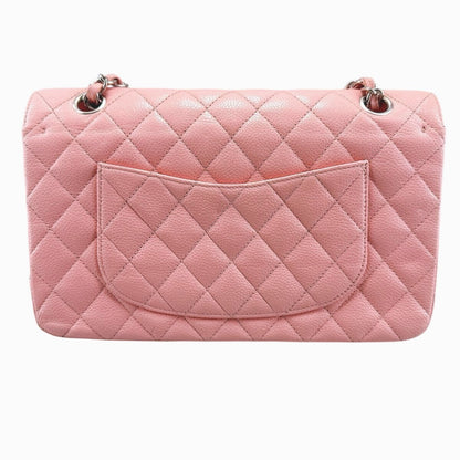 CHANEL Caviar Quilted Medium Classic Double Flap Bag Pink SHW Purse
