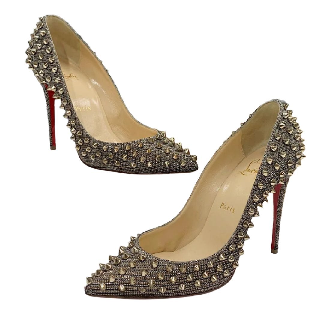 Christian Louboutin Metallic Calfskin Pigalle Spike Pumps Gold Silver - The Reluxe