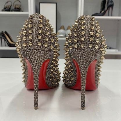 Christian Louboutin Metallic Calfskin Pigalle Spike Pumps Gold Silver - The Reluxe