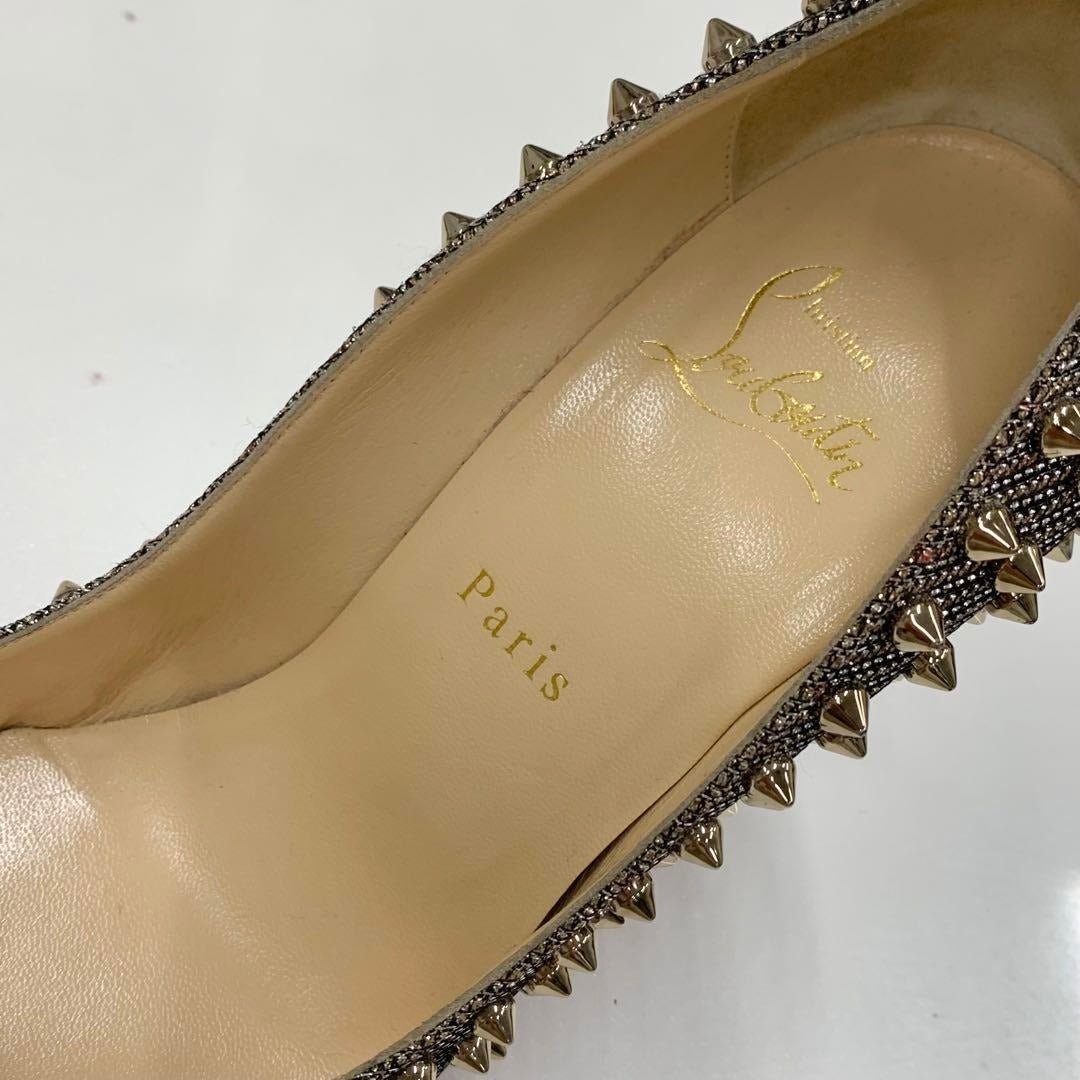 Christian Louboutin Metallic Calfskin Pigalle Spike Pumps Gold Silver - The Reluxe