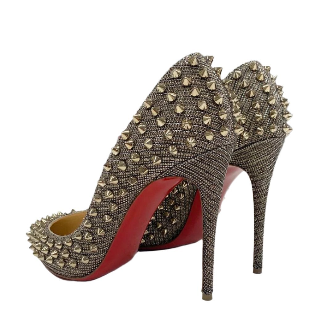 Christian Louboutin Metallic Calfskin Pigalle Spike Pumps Gold Silver - The Reluxe