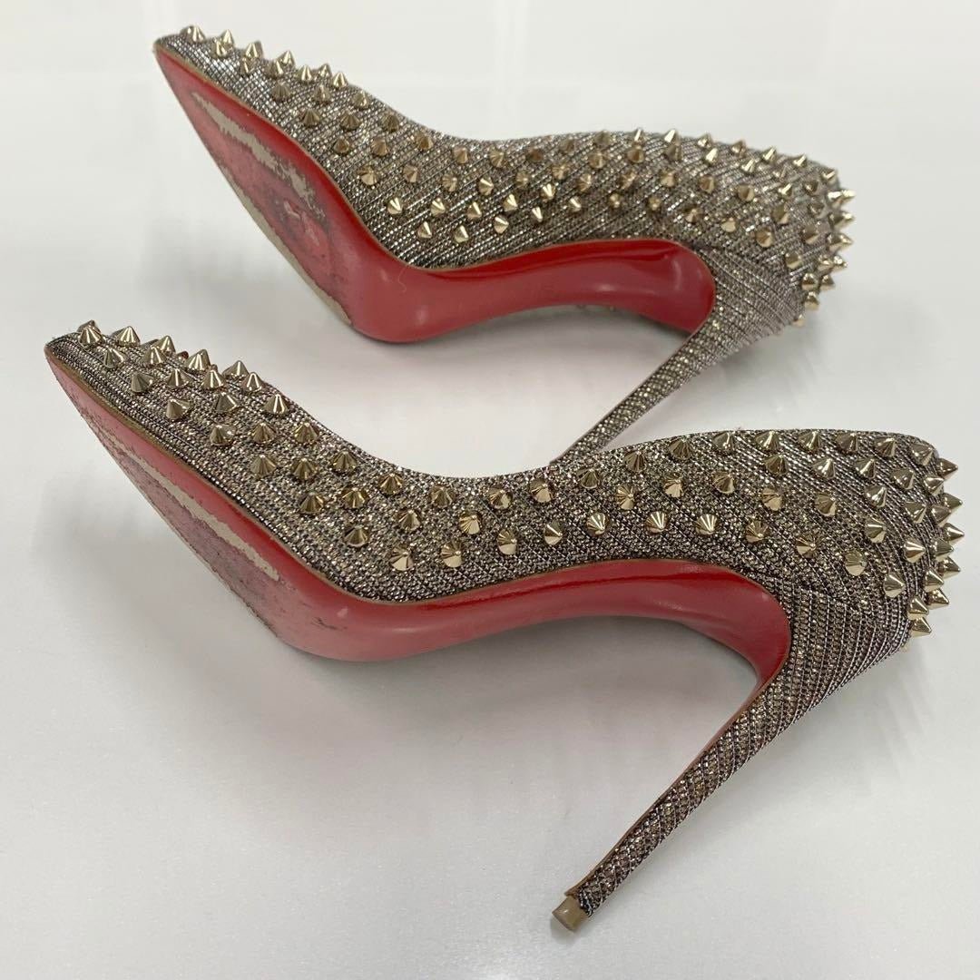 Christian Louboutin Metallic Calfskin Pigalle Spike Pumps Gold Silver - The Reluxe