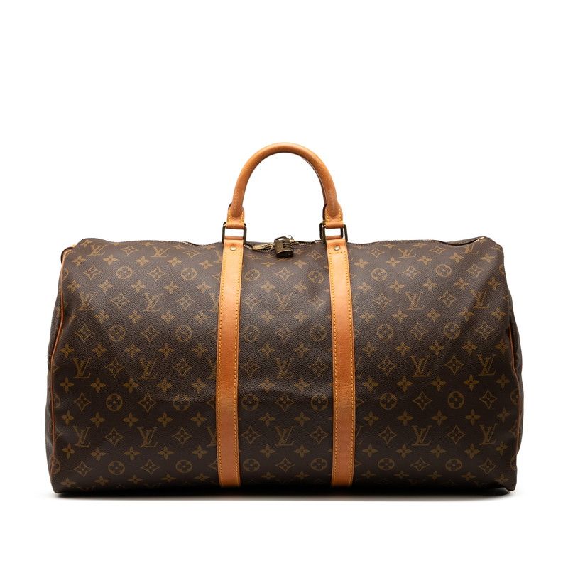 Louis Vuitton Monogram Keepall 55 Boston Bag Travel Bag M41424 Brown PVC