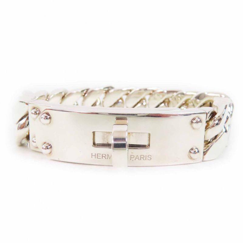 Hermes Kelly Grumet GM Bracelet Bangle Sv925 Silver With Box And Storage Bag