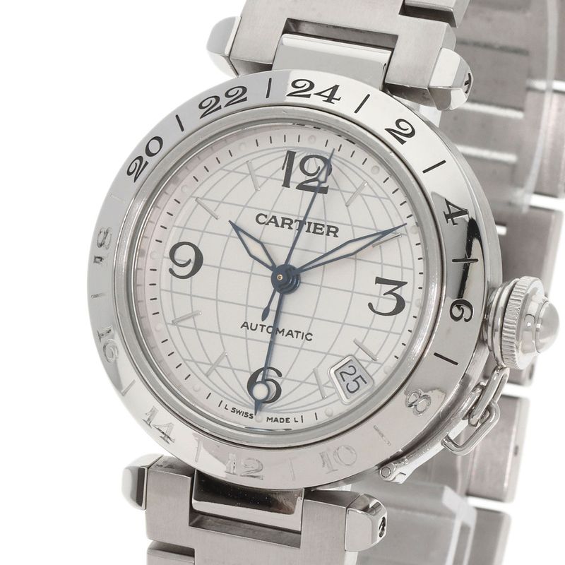 Cartier W31078m7 Pasha C Meridian Watch SS Boys