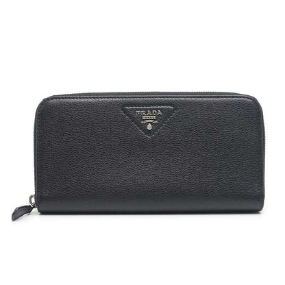Prada Zip Around Long Wallet Black Leather