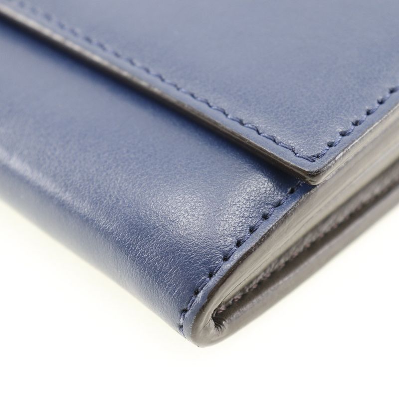 Fendi Peekaboo 8m0377 Calf Navy Women's Long Wallet