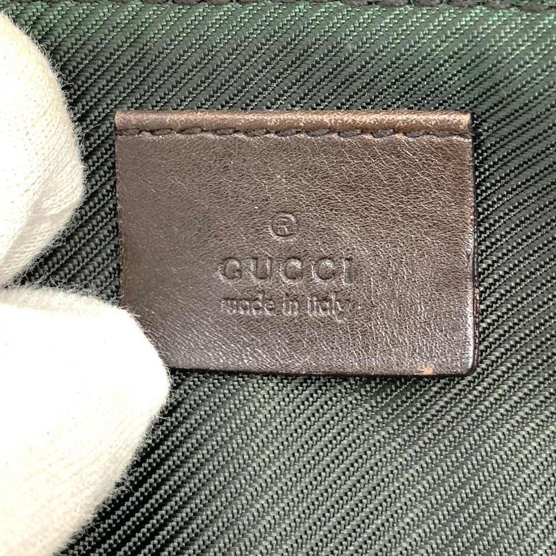 Gucci 07198 Handbag Accessory Pouch GG Canvas Leather Brown Beige Women