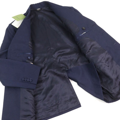 Gucci 23SS 736770 100% Wool Notched Lapel Walnut Double Breasted Jacket Navy 48