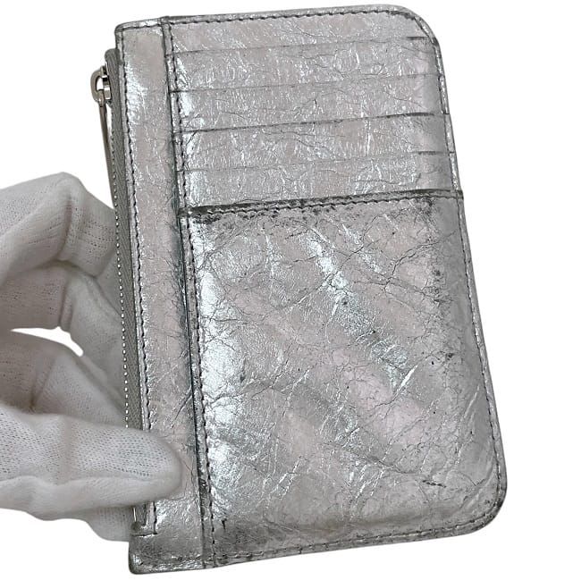 Balenciaga Card Holder Coin Case Silver Monaco 765420