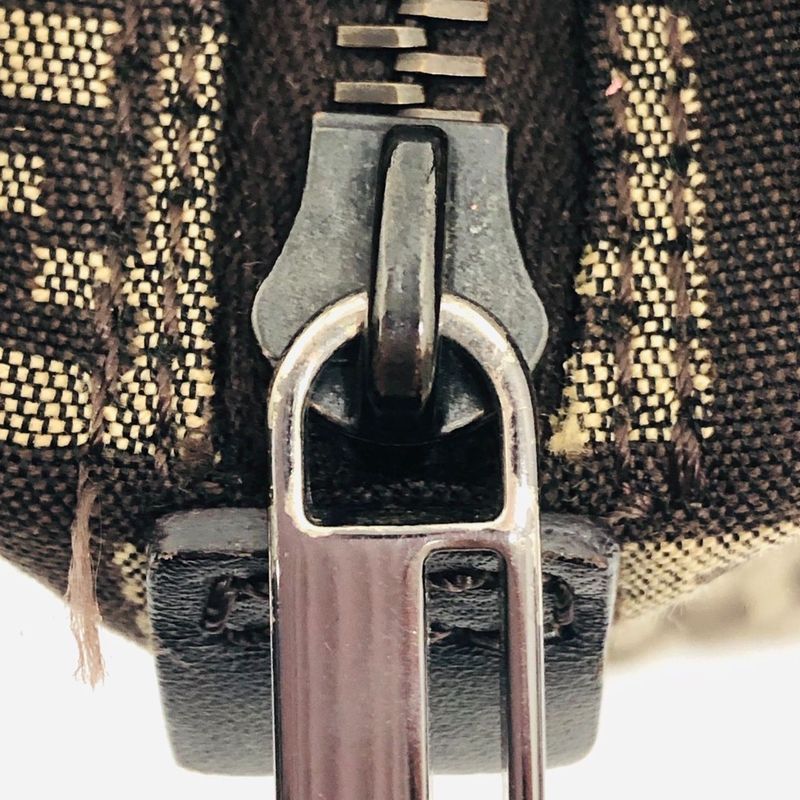 Fendi Mini Handbag 8bn105 Zucca Pattern Pouch Brown Canvas Xleather Ladies