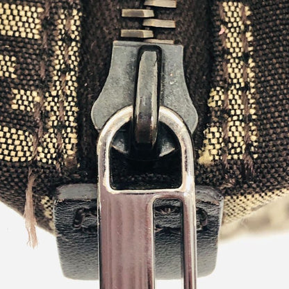 Fendi Mini Handbag 8bn105 Zucca Pattern Pouch Brown Canvas Xleather Ladies