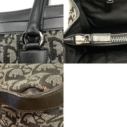 DIOR Handbag Tote Bag Trotter Canvas Leather Black Women's