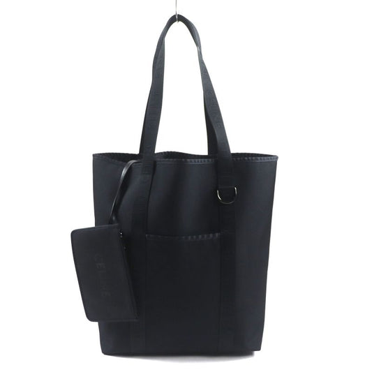 Celine 11008 Trekking Vertical Cabas Nylon Tote Bag With Logo Pouch Black