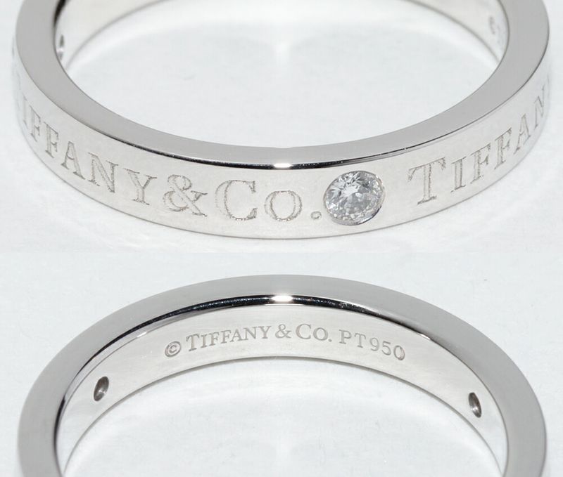 Tiffany & Co Ring Pt950 Diamond 3P (007ct) T&CO Band Ring With Flat Band Ring