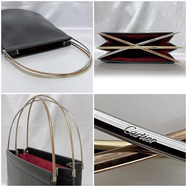 Cartier Tote Bag Black Trinity Excellent Condition Preowned Leather