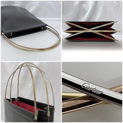 Cartier Tote Bag Black Trinity Excellent Condition Preowned Leather