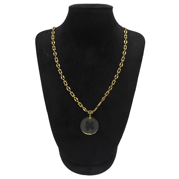 Chanel Necklace Coco Mark Clover GP Gold Pendant 01c