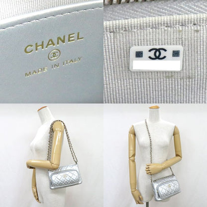 Chanel Chain Clutch Bag Iridescent Metallic Lambskin Silver - Ap4349