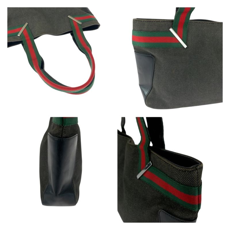 Gucci Sherry Line Black Silver Hardware Canvas 73983 Tote Bag Shoulder Bag Men