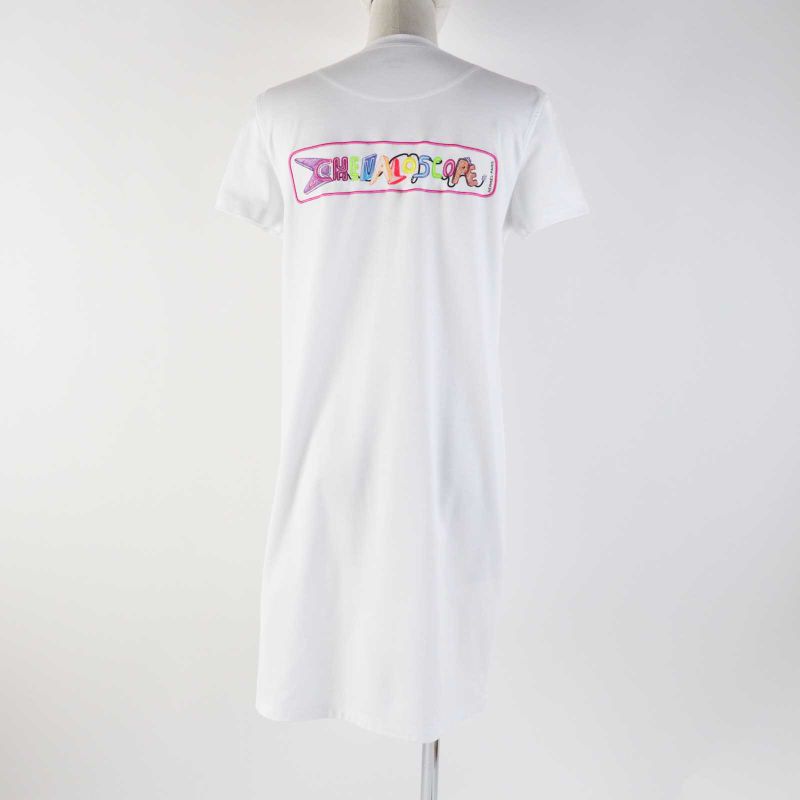 Hermes 23SS 3e4507dh 100% Cotton Short Sleeve T-shirt Dress White Multi 34
