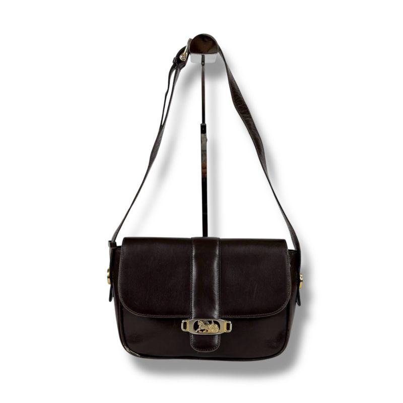 Celine Mini Shoulder Bag Dark Brown Leather Horse Carriage Hardware Horse