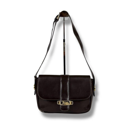 Celine Mini Shoulder Bag Dark Brown Leather Horse Carriage Hardware Horse