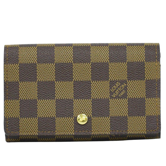 Authentic Louis Vuitton LV Porte Monet Bier Trésor Damier Ebène Fold Wallet