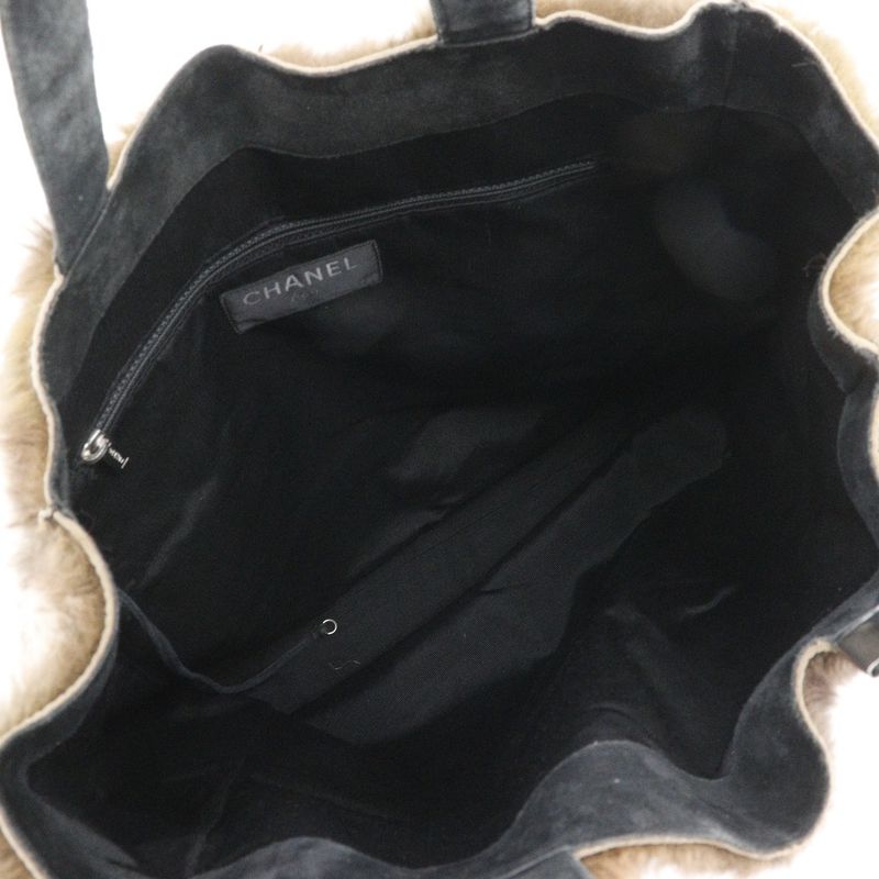 Chanel Coco Mark Tote Bag Rabbit Fur Brown Ladies Handbag