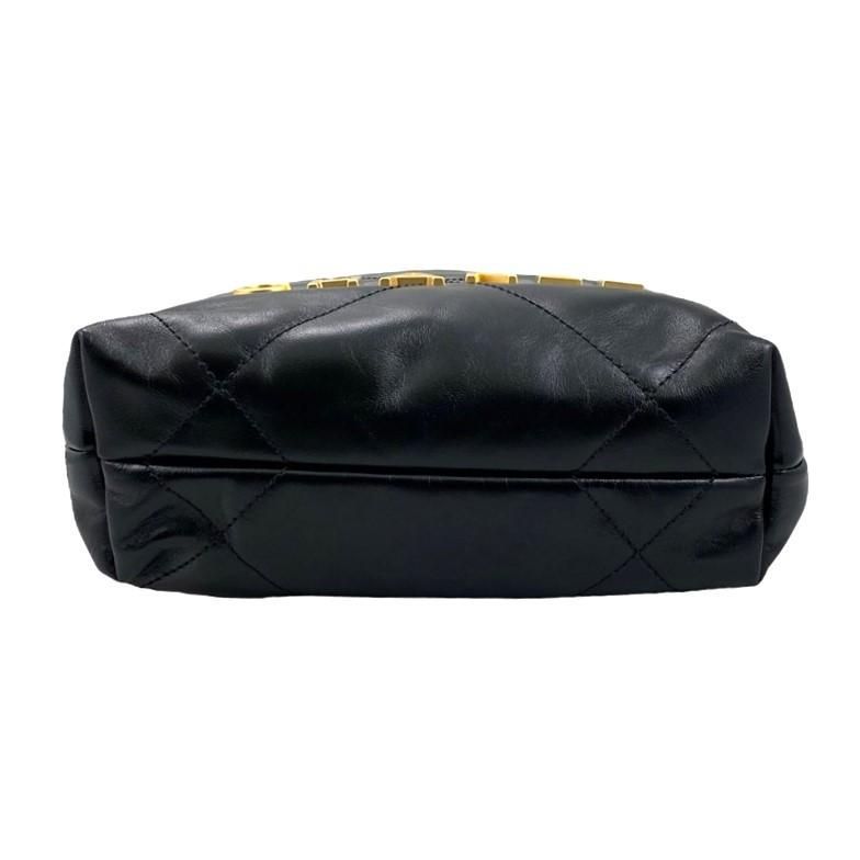 Chanel Shoulder Bag 22 Mini As3980 Shiny Calfskin Black Chain Bag Gold Hardware