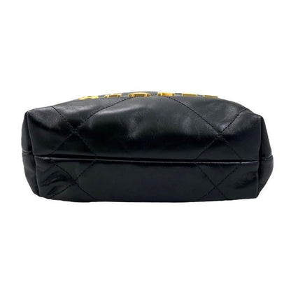 Chanel Shoulder Bag 22 Mini As3980 Shiny Calfskin Black Chain Bag Gold Hardware