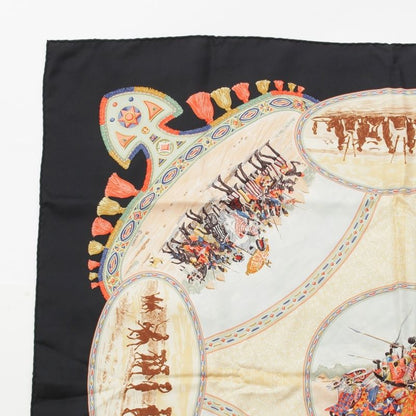 Hermes Carré 90 Cavaliers Peuls Poole Horsemen Silk Scarf Black Multicolor