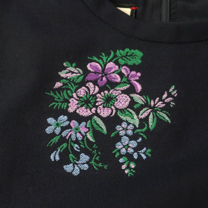 Gucci '18 523247 Lavender Embroidered Sleeveless Dress Dark Navy 40 Made In