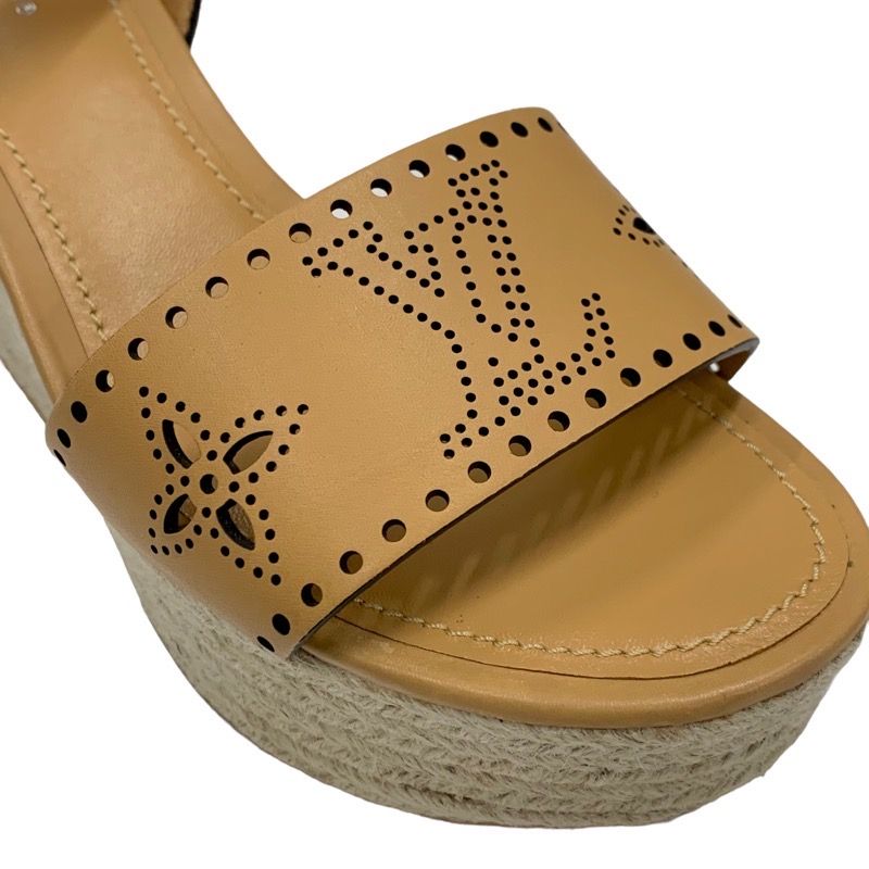 Louis Vuitton Starboard Line Sandals Shoes Leather Camel Unused Monogram