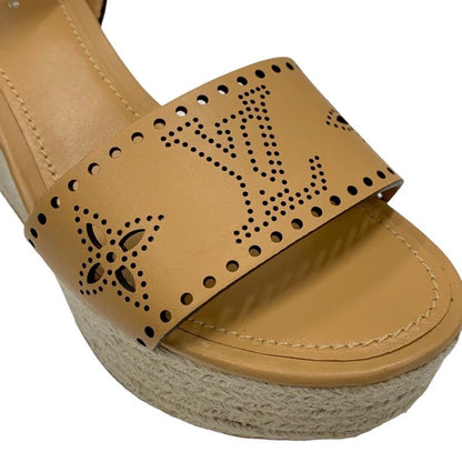 Louis Vuitton Starboard Line Sandals Shoes Leather Camel Unused Monogram