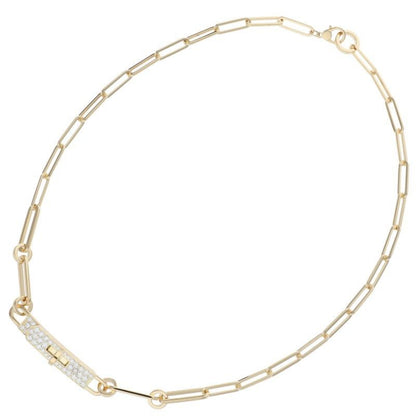 Hermes Kelly 18K Pink Gold Diamond Chain Necklace Men's